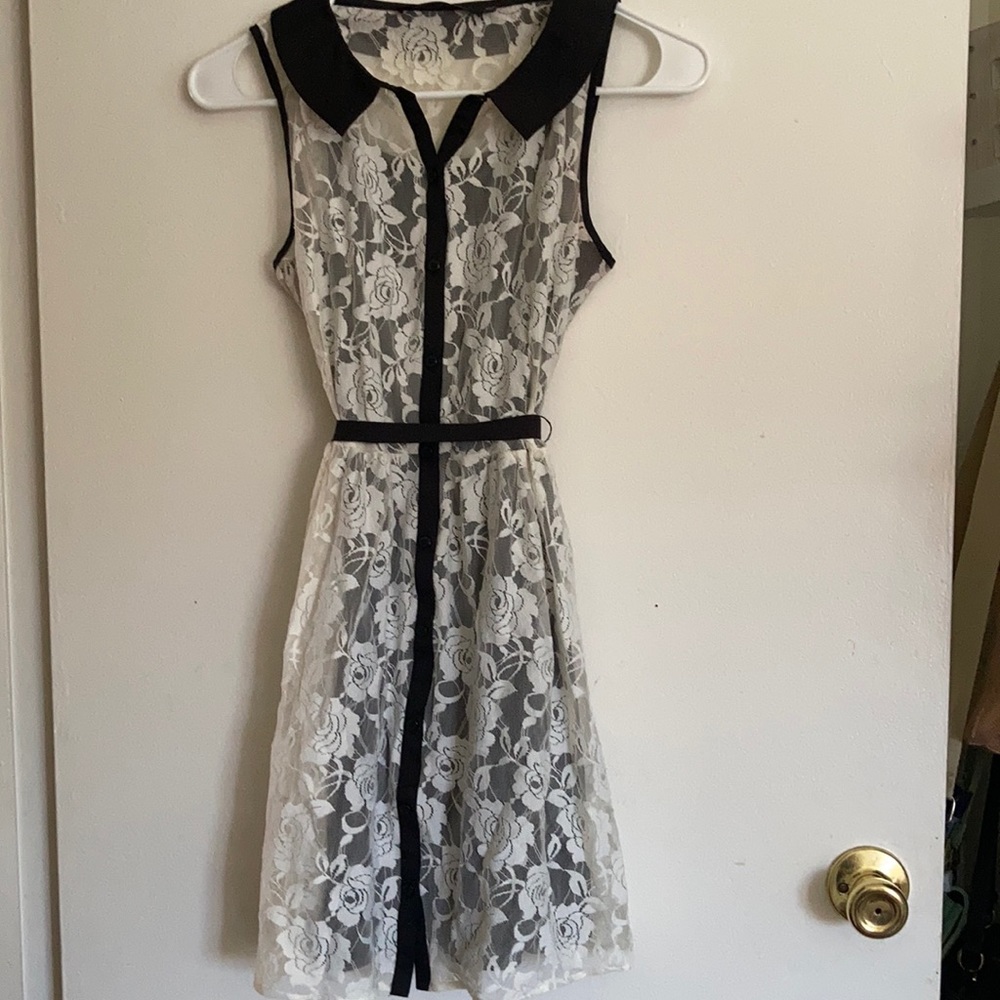 Black and white lace dress